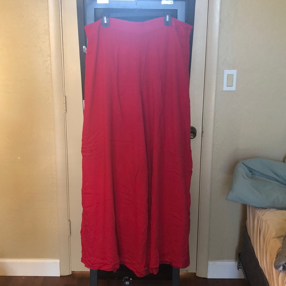 Cherry Red Flowy Pant